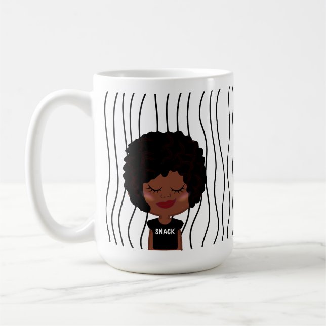 Cute Smirking Woman Stripe Mugg. Välj ditt utseend Kaffemugg (Vänster)