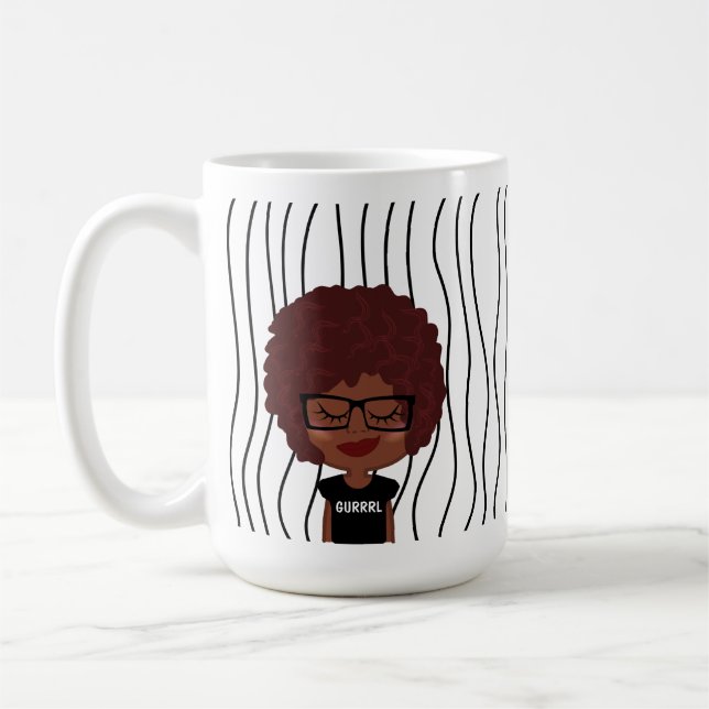 Cute Smirking Woman Stripe Mugg. Välj ditt utseend Kaffemugg (Vänster)