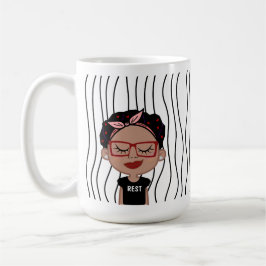 Cute Smirking Woman Stripe Mugg. Välj ditt utseend Kaffemugg
