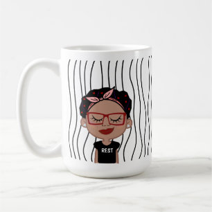Cute Smirking Woman Stripe Mugg. Välj ditt utseend Kaffemugg