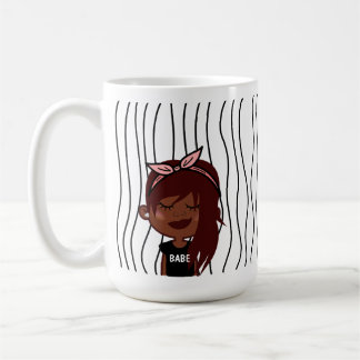 Cute Smirking Woman Stripe Mugg. Välj ditt utseend Kaffemugg