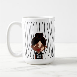 Cute Smirking Woman Stripe Mugg. Välj ditt utseend Kaffemugg