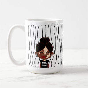 Cute Smirking Woman Stripe Mugg. Välj ditt utseend Kaffemugg