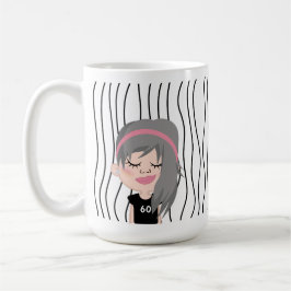 Cute Smirking Woman Stripe Mugg. Välj ditt utseend Kaffemugg