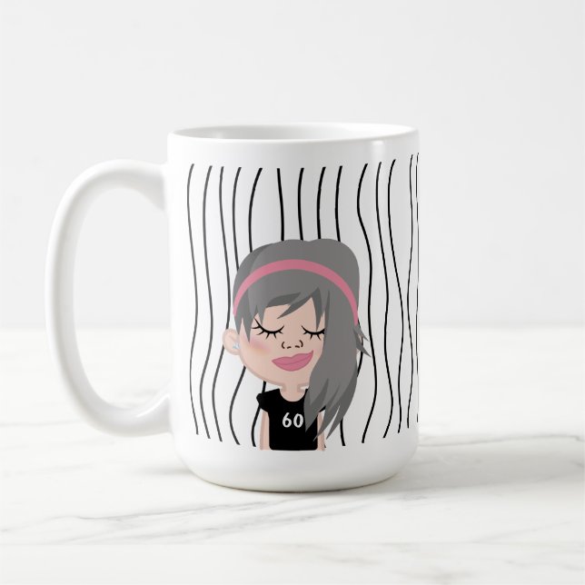 Cute Smirking Woman Stripe Mugg. Välj ditt utseend Kaffemugg (Vänster)