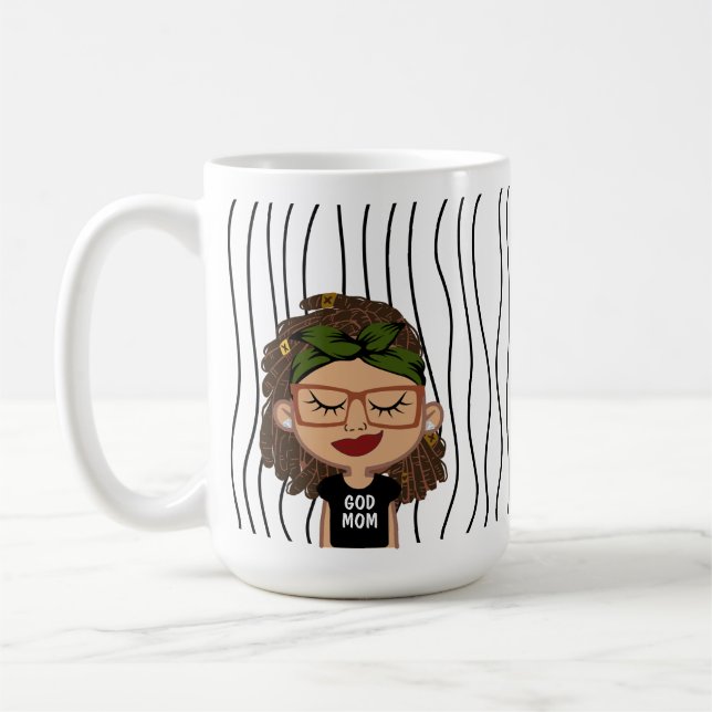 Cute Smirking Woman Stripe Mugg. Välj ditt utseend Kaffemugg (Vänster)