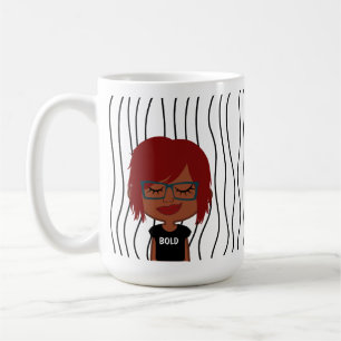 Cute Smirking Woman Stripe Mugg. Välj ditt utseend Kaffemugg