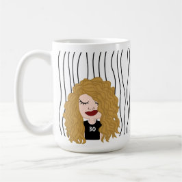 Cute Smirking Woman Stripe Mugg. Välj ditt utseend Kaffemugg