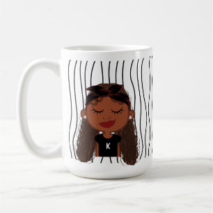 Cute Smirking Woman Stripe Mugg. Välj ditt utseend Kaffemugg