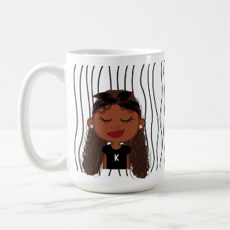 Cute Smirking Woman Stripe Mugg. Välj ditt utseend Kaffemugg