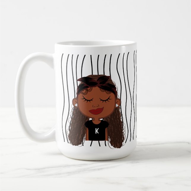 Cute Smirking Woman Stripe Mugg. Välj ditt utseend Kaffemugg (Vänster)