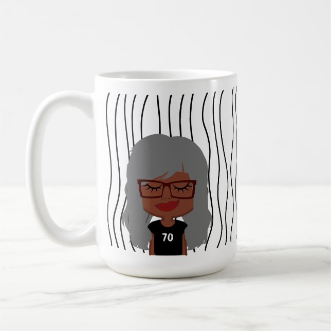 Cute Smirking Woman Stripe Mugg. Välj ditt utseend Kaffemugg (Vänster)