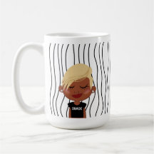Cute Smirking Woman Stripe Mugg. Välj ditt utseend