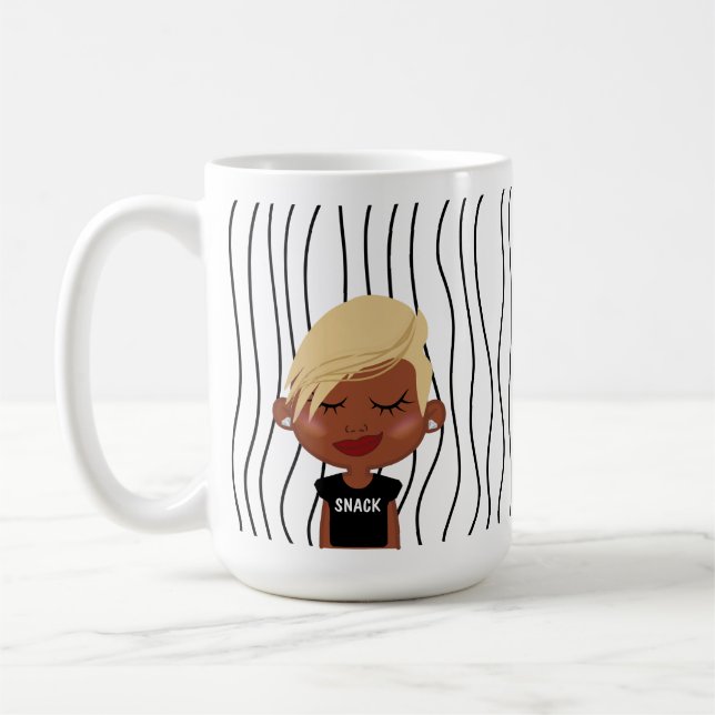 Cute Smirking Woman Stripe Mugg. Välj ditt utseend Kaffemugg (Vänster)