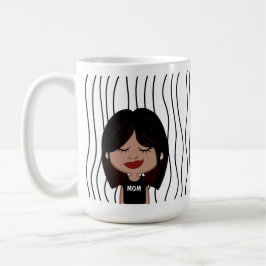 Cute Smirking Woman Stripe Mugg. Välj ditt utseend Kaffemugg