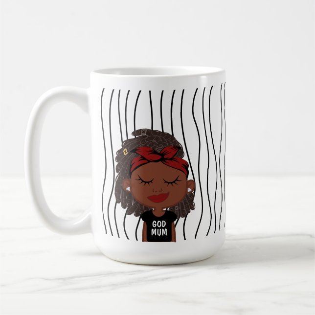 Cute Smirking Woman Stripe Mugg. Välj ditt utseend Kaffemugg (Vänster)