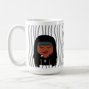 Cute Smirking Woman Stripe Mugg. Välj ditt utseend Kaffemugg