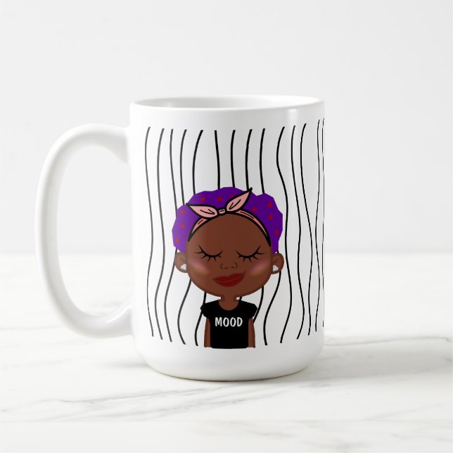 Cute Smirking Woman Stripe Mugg. Välj ditt utseend Kaffemugg (Vänster)