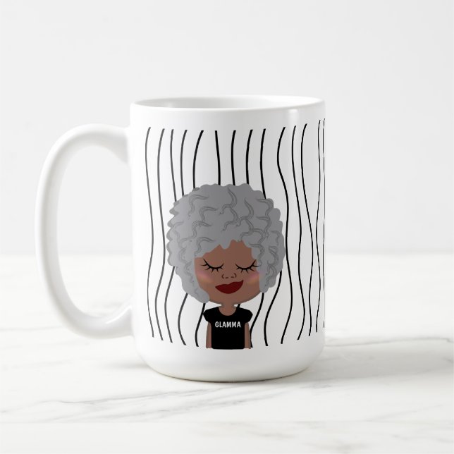 Cute Smirking Woman Stripe Mugg. Välj ditt utseend Kaffemugg (Vänster)