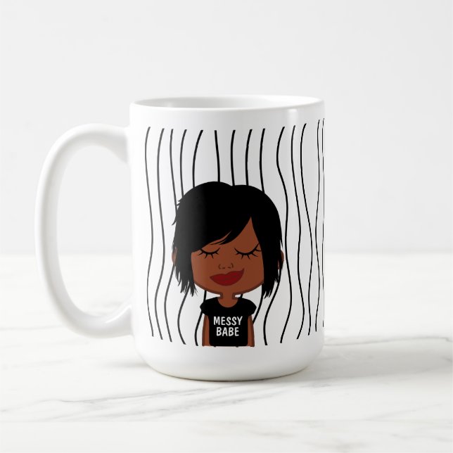 Cute Smirking Woman Stripe Mugg. Välj ditt utseend Kaffemugg (Vänster)