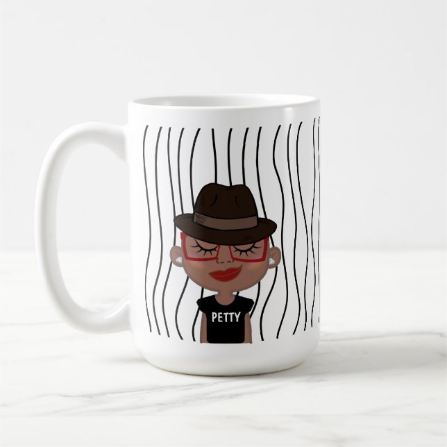 Cute Smirking Woman Stripe Mugg. Välj ditt utseend Kaffemugg (Vänster)