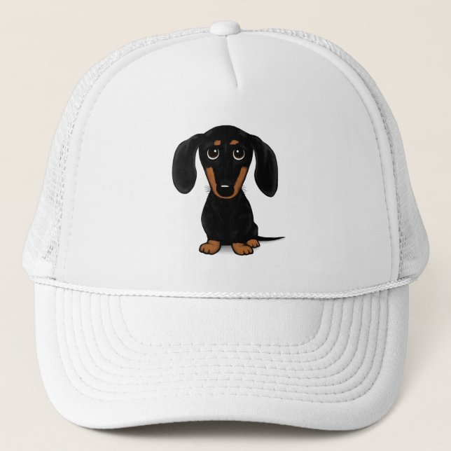 Cute Smooth Jackat Black och Tan Dachshund Keps (Framsida)