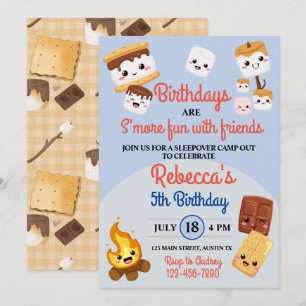 Cute S'mores Campout Födelsedagsfest Inbjudningar