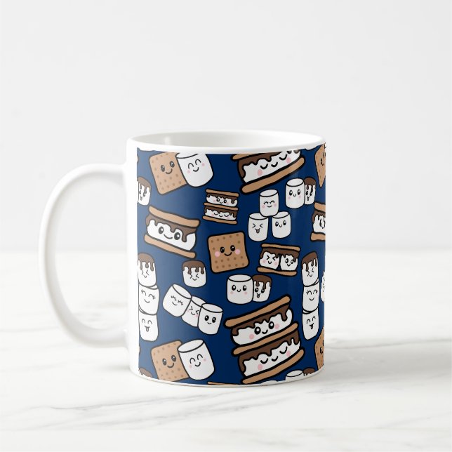 Cute Smores Marshmallow Illustration Kaffemugg (Vänster)
