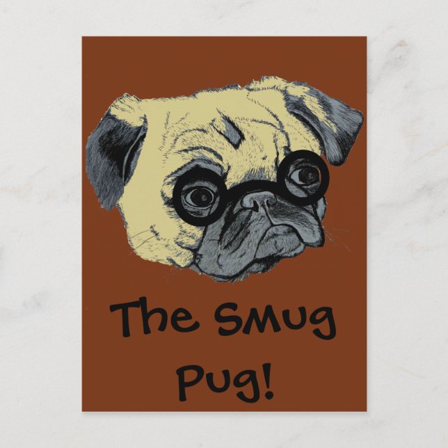 Cute Smug Pug Vykort (Framsida)