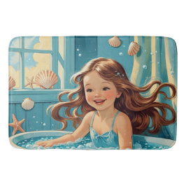 Cute snäckas Ocean Thees Bath Time Girl Badrumsmatta