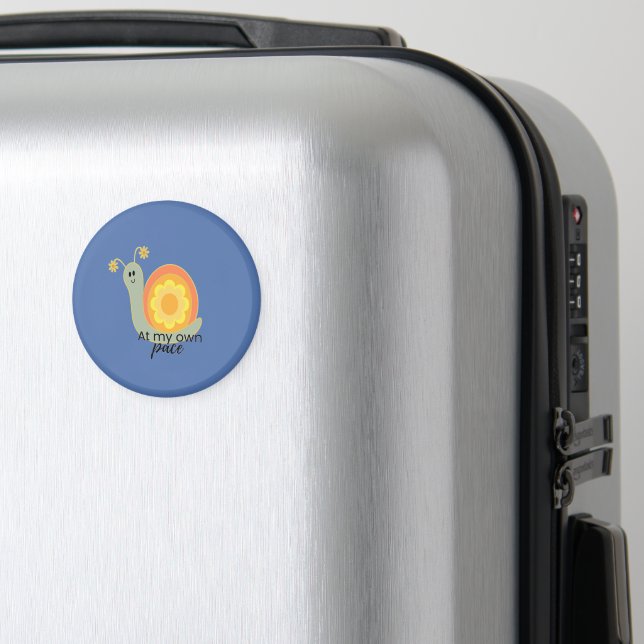 Cute Snail Blomma Retro Blå Magnet I Min Egen Takt (In Situ (Luggage))