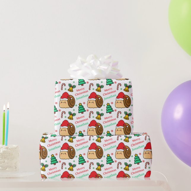 Cute Snail Christmas Tree Holidays Presentpapper (Festgåvor)