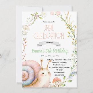 Cute snail party invitation inbjudningar