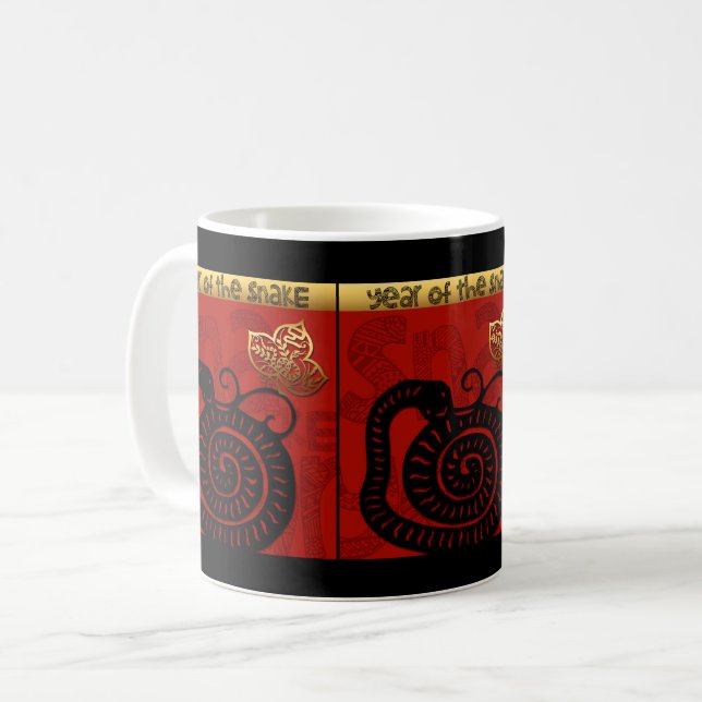 Cute Snake China Year 2025 Zodiac Birthday 2TM Kaffemugg (Framsida vänster)