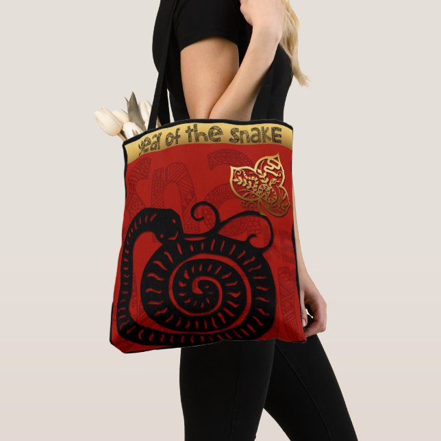 Cute Snake Chinese New Year Zodiac Birday TB Tygkasse (Närbild)