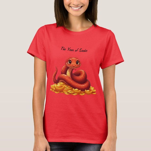 Cute Snake for China Lunar Nyår 2025 T Shirt (Framsida)