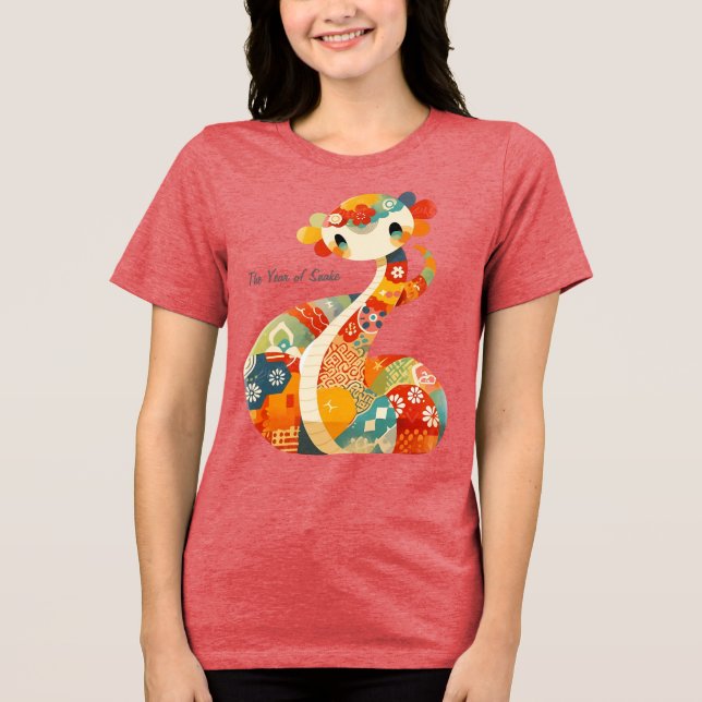Cute Snake for China Lunar Nyår 2025 T Shirt (Framsida)