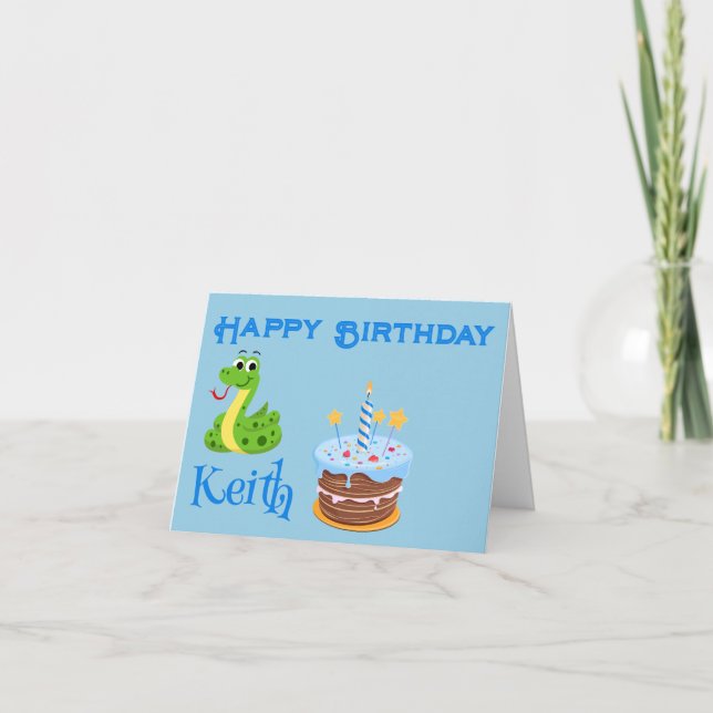 CUTE SNAKE GRATTIS PÅ FÖDELSEDAGEN CARD KORT (Framsida)