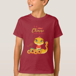 Cute Snake med Lucky Golden Orange Lunar nyår T Shirt