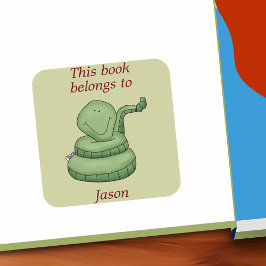 Cute Snake (stäng) i Bok-Tillhören till bokskyltmä Fyrkantigt Klistermärke