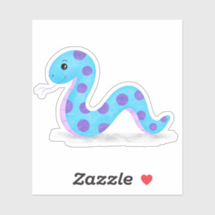 Cute Snake Tecknad in Blue Lila Spots Kawaii Klistermärken