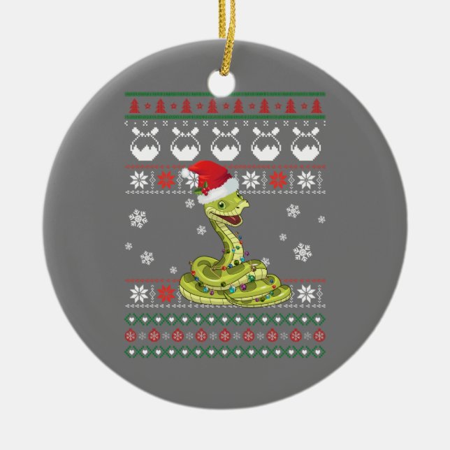 Cute Snake Ugly Sweater jul Light Pajama Julgransprydnad Keramik (Framsidan)