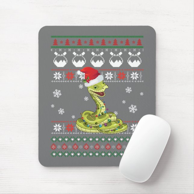 Cute Snake Ugly Sweater jul Light Pajama Musmatta (Med mus)