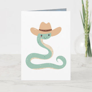 Cute Snake Wearing Hat Helgkort