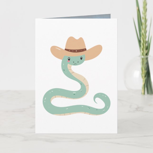 Cute Snake Wearing Hat Helgkort (Framsida)