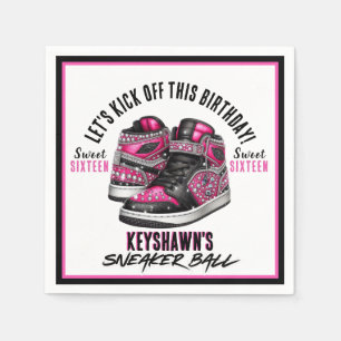 Cute Sneaker Boll Rosa & Black Birthday Pappersservett