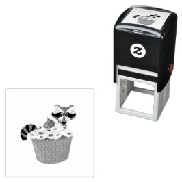 Cute Sneaky Raccoon & Chocolate Chip Cupaka Självfärgande Stämpel