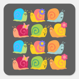 Cute snigel barns design fyrkantigt klistermärke