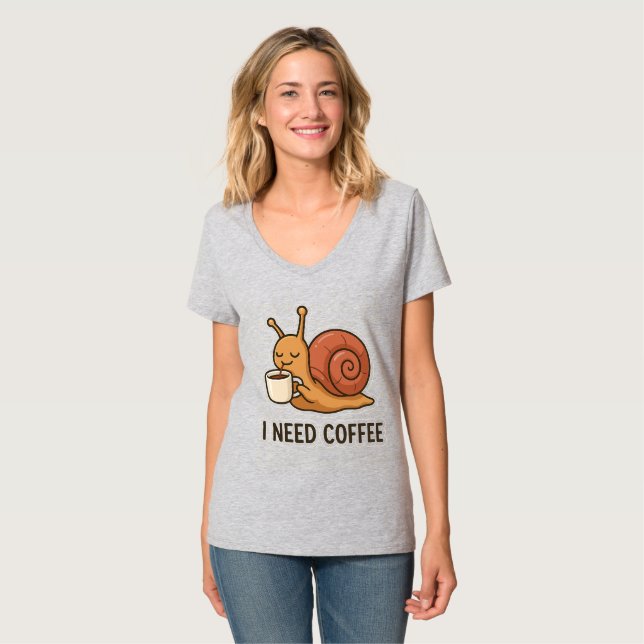 Cute Snigel Coffee Sticker T Shirt (Hel framsida)