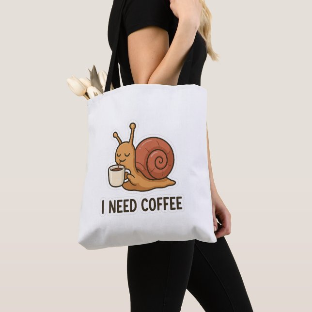 Cute Snigel Coffee Sticker Tygkasse (Närbild)